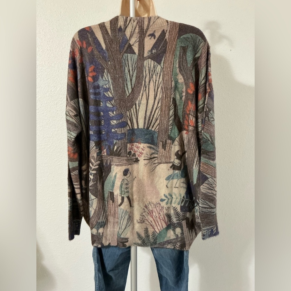 EUC Togputel Multicolor Forest Print Sweater Large - Picture 2 of 9